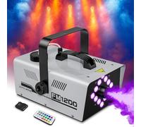 Fog Machine 1200W High Power with Wireless Remote Control - Dense Smoke Effect for Halloween Parties, Stage Shows, DJ Events & Indoor/Outdoor Use - 13 LED Lights - Safe Overheat Protection