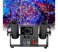 Fog Machine 2 Shot Confetti Machine 60W Double Head Confetti Booster Confetti Shooter Launcher W/Dmx512 & Remote Control, Confetti Blower Machine For Graduation Concerts Birthday Wedding Bar