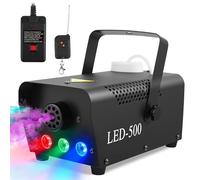 Fog Machine, 500W Smoke Machine with Wireless Remote Control & Automatic Spray Function, Mini Fog Smoke Machine with 3 RGB LED, Great for Halloween Christmas Party Wedding Stage Effect (with Light)
