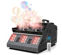 Fog Machine, Fog Filled Bubble Machine with Lcd Control Panel and Dmx Control, Commercial Bubble 2 Bubble Fans & Led Lights, for Dj Disco Halloween Christmas Party Wedding Stage Event