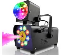 Fog Machine with Disco Ball Light, 9 LED Smoke Machine, Wireless Remote | 16 Lights colors & disco ball, 600ml tank, wireless remote+voice sync, instant party vibe, indoor/outdoor, for events