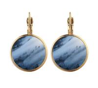 fog mist clouds mountain nature Gold Clip On Drop Earrings Non Piercing Dangle Jewelry