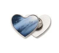 fog mist clouds mountain nature Heart Metal Pin Brooch Clip Love