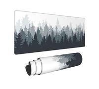 Fog Misty Forest Gaming Mouse Pad, Extended Large Mouse Mat Desk Pad, Stitched Edges Mousepad, 3mm Thick Long Non-Slip Rubber Base Mice Pad, 31.5 X 11.8 Inch
