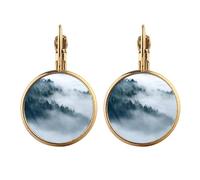 fog mountain cloud Gold Clip On Drop Earrings Non Piercing Dangle Jewelry