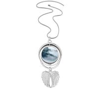fog mountain cloud Pendant Angel Wings Rotating Necklace Jewelry