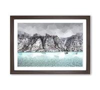 Fog Over Baffin Island in Canada in Abstract Framed Print | A2 Walnut Framed Wall Art | Ready to Hang | Abstract Landscape Picture | Living Room Bedroom Lounge Office