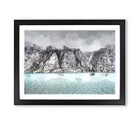 Fog Over Baffin Island In Canada In Abstract Modern Art Framed Print | A4 Black Framed Wall Art | Ready to Hang | Abstract Landscape Picture | Living Room Bedroom Lounge Office