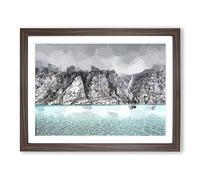 Fog Over Baffin Island In Canada In Abstract Modern Art Framed Print | A4 Walnut Framed Wall Art | Ready to Hang | Abstract Landscape Picture | Living Room Bedroom Lounge Office