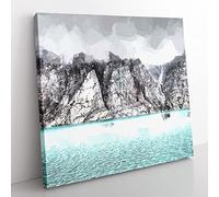 Fog Over Baffin Island in Canada in Abstract Modern Canvas Wall Art Print Ready to Hang, Framed Picture for Living Room Bedroom Home Office Décor, 50x50 cm (20x20 Inch)