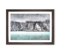 Fog Over Baffin Island in Canada Painting Framed Print | A2 Walnut Framed Wall Art | Ready to Hang | Modern Landscape Picture | Living Room Bedroom Lounge Office