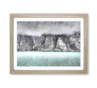 Fog Over Baffin Island In Canada Painting Modern Art Framed Print | A3 Oak Framed Wall Art | Ready to Hang | Modern Landscape Picture | Living Room Bedroom Lounge Office