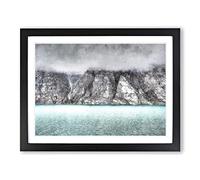 Fog Over Baffin Island In Canada Painting Modern Art Framed Print | A4 Black Framed Wall Art | Ready to Hang | Modern Landscape Picture | Living Room Bedroom Lounge Office
