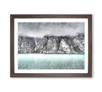 Fog Over Baffin Island In Canada Painting Modern Art Framed Print | A4 Walnut Framed Wall Art | Ready to Hang | Modern Landscape Picture | Living Room Bedroom Lounge Office