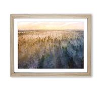 Fog Over The Forest Painting Modern Art Framed Wall Art Print, Ready to Hang Picture for Living Room Bedroom Home Office Décor, Oak A4 (34 x 25 cm)