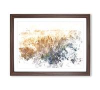 Fog Over The Forest Watercolour Modern Framed Wall Art Print, Ready to Hang Picture for Living Room Bedroom Home Office Décor, Walnut A4 (34 x 25 cm)
