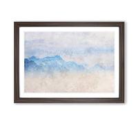 Fog Over The Lake Painting Framed Print | A2 Walnut Framed Wall Art | Ready to Hang | Modern Landscape Picture | Living Room Bedroom Lounge Office