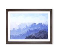 Fog Over The Mountain Valleys in Abstract Framed Print | A2 Walnut Framed Wall Art | Ready to Hang | Abstract Landscape Picture | Living Room Bedroom Lounge Office