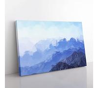 Fog Over The Mountain Valleys In Abstract Modern Art Canvas Wall Art Print Ready to Hang, Framed Picture for Living Room Bedroom Home Office Décor, 60x40 cm (24x16 Inch)