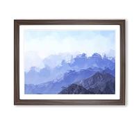 Fog Over The Mountain Valleys In Abstract Modern Art Framed Wall Art Print, Ready to Hang Picture for Living Room Bedroom Home Office Décor, Walnut A3 (46 x 34 cm)