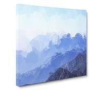 Fog Over the Mountain Valleys in Abstract Modern Canvas Wall Art Print Ready to Hang, Framed Picture for Living Room Bedroom Home Office Décor, 20x20 Inch (50x50 cm)