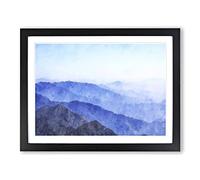 Fog Over The Mountain Valleys Painting Modern Art Framed Wall Art Print, Ready to Hang Picture for Living Room Bedroom Home Office Décor, Black A2 (64 x 46 cm)