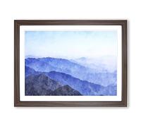 Fog Over The Mountain Valleys Painting Modern Art Framed Wall Art Print, Ready to Hang Picture for Living Room Bedroom Home Office Décor, Walnut A2 (64 x 46 cm)
