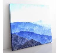 Fog Over the Mountain Valleys Painting Modern Canvas Wall Art Print Ready to Hang, Framed Picture for Living Room Bedroom Home Office Décor, 35x35 cm (14x14 Inch)