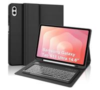 FOGARI Case Keyboard for Samsung Galaxy Tab S11 Ultra 14.6 inch - 7 Color Rainbow Change Backlit Detachable Magnetic Keyboard with S Pen Holder for Samsung Tab 14.6'' SM-X930/X936B 2025-black