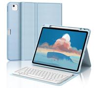 FOGARI Case with Keyboard for iPad Pro 12.9 Inch 6ª 2022 /5ª 2021/4ª 2020/3ª Gen 2018, QWERTZ German Magnetic Removable Bluetooth Keyboard for iPad Air 13 Inch M2/M3 2024/2025, Sky Blue