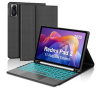 FOGARI Case with Keyboard for Xiaomi Redmi Pad 2 11 Inch 2025 with Trackpad, 7 Colours Lighting, Magnetic Removable Bluetooth Keyboard for RedmiPad 2 2025/Redmi Pad SE 11 Inch 2023, Black