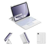 FOGARI Comb Touch Samsung Galaxy Tab A9 Plus 2023 11 inch Keyboard Case, Detachable Magnetic Backlit Trackpad Keyboard -UK English Layout - 3 Devices Bluetooth Channels,Samsung Book cover, White