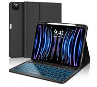 FOGARI iPad Pro 12.9 Keyboard Case 6th/5th/4th/3rd Generation - 7 Color Backlit Wireless English UK Keyboard for iPad Pro 12.9 2022/2021/2020/2018, Black