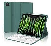 FOGARI iPad Pro 12.9 Keyboard Case - iPad Pro 12.9 6/5/4/3rd Gen Case with Detachable BT Keyboard, Touchpad, QWERTY UK Layout, Dark Green