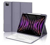 FOGARI iPad Pro 12.9 Keyboard Case - iPad Pro 12.9 6/5/4/3rd Gen Case with Detachable BT Keyboard, Touchpad, QWERTY UK Layout, Violet