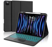 FOGARI iPad Pro 12.9 Touchpad Keyboard Case 6th/5th/4th/3rd Generation, Detachable Bluetooth Backlit Trackpad English UK Keyboard for iPad Pro 12.9 2022/2021/2020/2018,Black