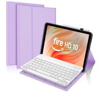 FOGARI Keyboard Case for Fire HD 10 & 10 Plus 10.1 inch (13th/11th Generation 2023/2021), Detachable Bluetooth UK Version Keyboard Cover, Violet