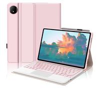 FOGARI Keyboard Case for Honor Magic Pad 2 Tablet 12.3 Inch, Multi Touch Trackpad, 7 Colours Lighting Keyboard with Magnetic Removable for Magic Pad 2 12.3 Inch, German QWERTZ, Pink
