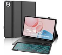FOGARI Keyboard Case for HONOR Pad 10 12.1 inch, Case for HONOR Pad 10 2025, Detachable Bluetooth 7 Colors Backlit UK Layout Keyboard, Black