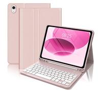 FOGARI Keyboard Case for iPad 10 Gen/A16 11 Gen - Soft TPU Back Case Protective Cover with Pencil Holder, Magnetic Removable Keyboard with QWERTZ Layout for iPad 10.9/11 Inch - Pink