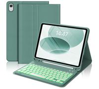 FOGARI Keyboard Case for iPad 10 Generation/A16 11 Generation - 7 Colours Lighting Keyboard Cover with Pen Holder & Quick Charge, QWERTZ Layout for iPad 10.9/11 Inch - Dark Green