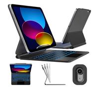 FOGARI Keyboard Case for iPad 10th/A16 11th Generation 10.9''/11''(2022/2025), Magic Keyboard iPad 10.9'', Magnetic Keyboard Case with Multi-Trackpad, 7 Colors Backlight, UK Keyboard - Black