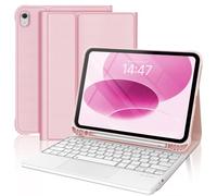 FOGARI Keyboard Case for iPad A16 11th Generation 2025/10th Generation 10.9" 2022, Case for iPad 10th/11th Generation A16, Multi-Touch Keyboard, UK Layout Bluetooth Detachable Trackpad, Pink