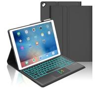 FOGARI Keyboard Case for iPad Pro 12.9 2017/2015, Trackpad Detachable Bluetooth UK Layout Backlit Keyboard for iPad Pro 12.9 2nd/1st Gen, Black