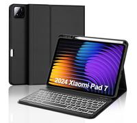 FOGARI Keyboard Case for Xiaomi Pad 7/7 Pro 11.2 Inch 2024, German QWERTZ, 7 Colours Lighting Magnetic Removable Keyboard for Xiaomi Pad 7/7 Pro 11.2 Inches, Black