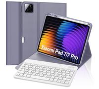 FOGARI Keyboard Case for Xiaomi Pad 7/7 Pro 11.2 Inch 2024, German QWERTZ, Magnetic Removable German Bluetooth Keyboard for Xiaomi Pad 7/7 Pro 11.2 Inches, Lavender Purple