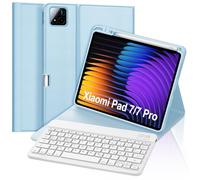 FOGARI Keyboard Case for Xiaomi Pad 7/7 Pro 11.2 Inch 2024, German QWERTZ, Magnetic Removable German Bluetooth Keyboard for Xiaomi Pad 7/7 Pro 11.2 inch, Light Blue