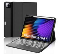 FOGARI Keyboard Case for Xiaomi Pad 7/7 Pro 11.2 Inch 2024, German QWERTZ, Multi Touch Trackpad, 7 Colours Lighting Magnetic Removable Keyboard for Xiaomi Pad 7/7 Pro 11.2 Inch, Black