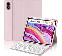 FOGARI Keyboard Case for Xiaomi Redmi Pad 2 Pro 12.1" 2025，Xiaomi Poco Pad 12.1 inch/Pad Pro 2024,Slim Magnetic Wireless Detachable Tablet Keyboard,with Pencil Holder,Auto Sleep/Wake,Pink