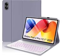 FOGARI Keyboard Case for Xiaomi Redmi Pad 2 Pro 12.1" 2025，Xiaomi Poco Pad 12.1 inch/Pad Pro 2024,Slim Magnetic Wireless Detachable Tablet Keyboard,with Pencil Holder,Auto Sleep/Wake,Lavender Purple